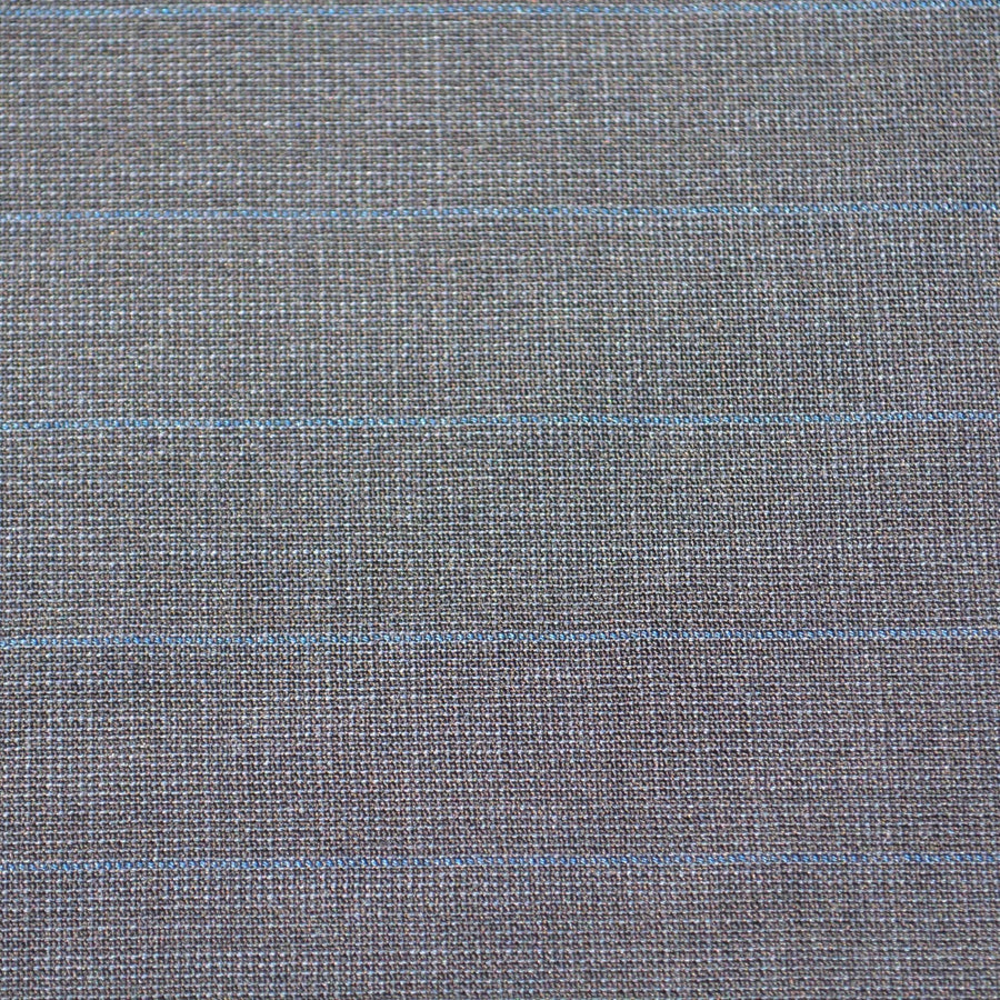 British Super 150s Wool Suiting | Gray with Blue Stripes | Made in England Classic Tailoring Fabric | By the Yard