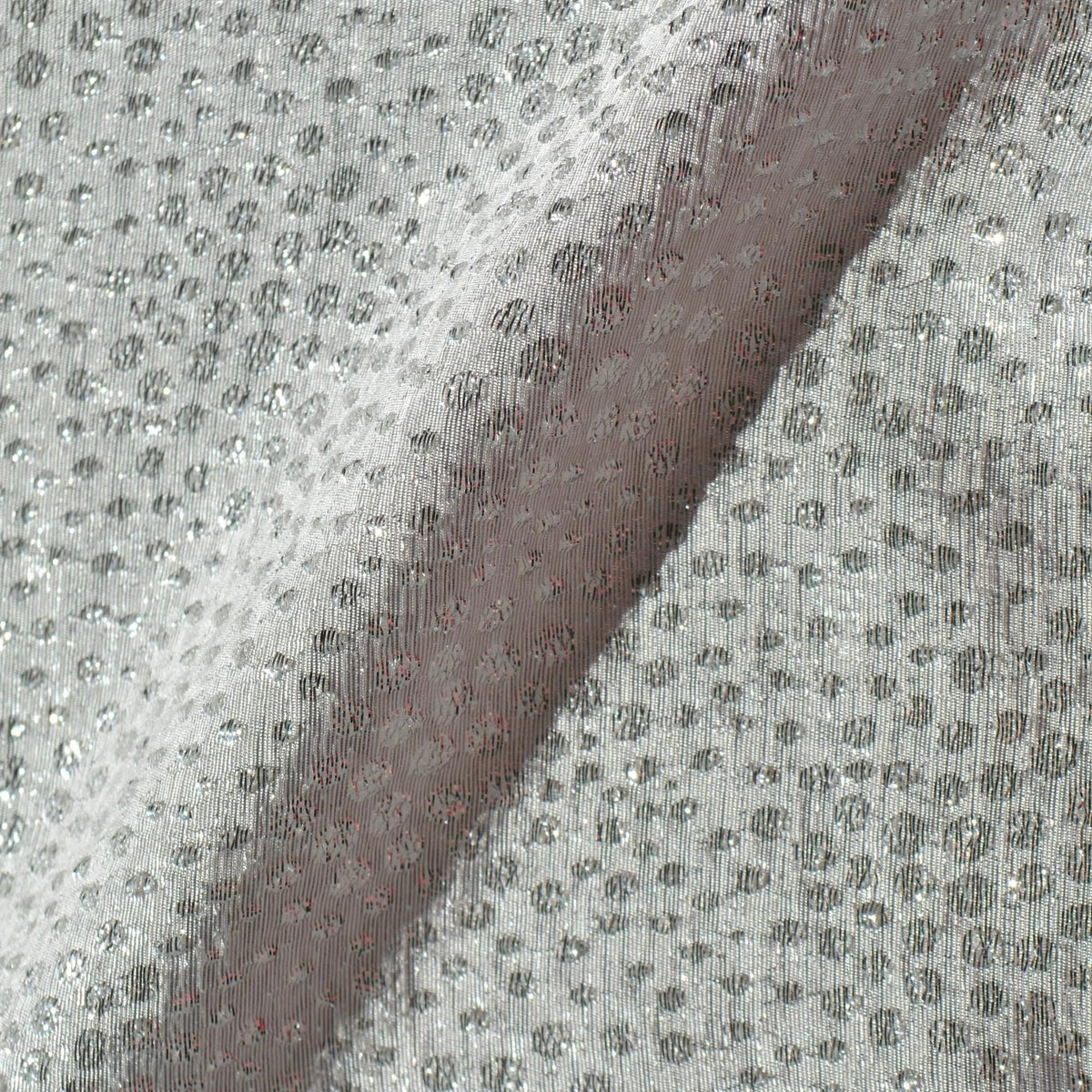 French 100% Silk Fabric | Silver and white Embroidered 46" Wide Luxury Fabric Sewing | By the Yard