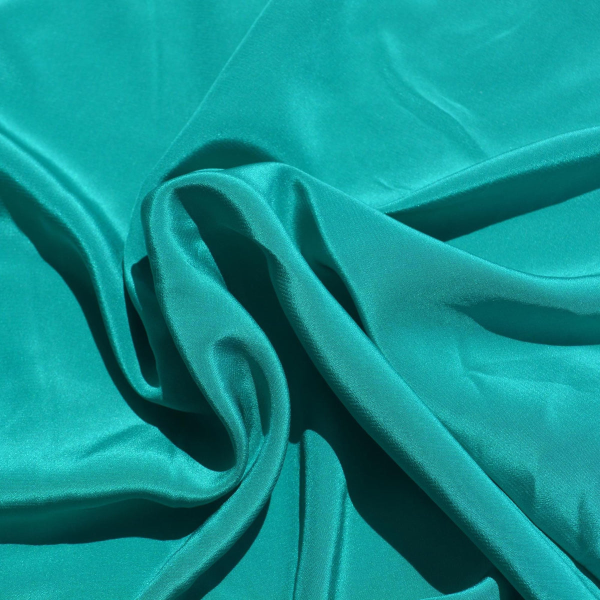 Pure Silk Crepe Fabric | Turquoise Lightweight Designer Deadstock | Dresses, Blouses, Scarves | By the Yard