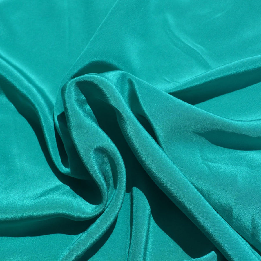 Pure Silk Crepe Fabric | Turquoise Lightweight Designer Deadstock | Dresses, Blouses, Scarves | By the Yard