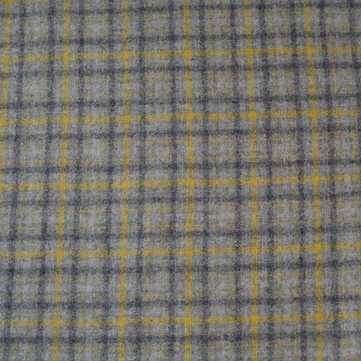 Heavyweight Gray Tartan Wool Fabric with Dark Gray Yellow Stripes 58 Inch Wide | By the Yard