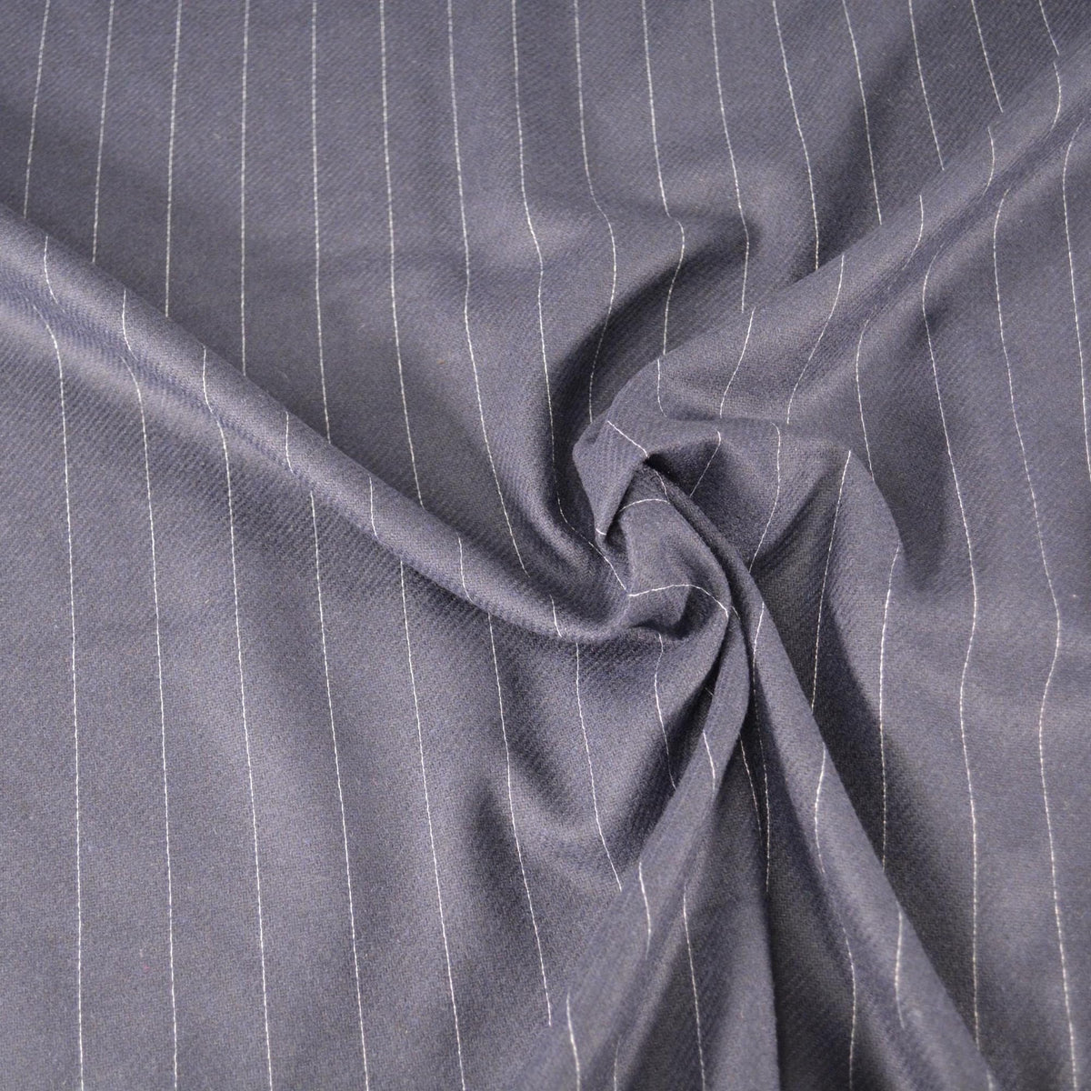 European Pure Wool | Navy Striped Wool Midweight Suiting Fabric 62 Inch Wide | By the Yard