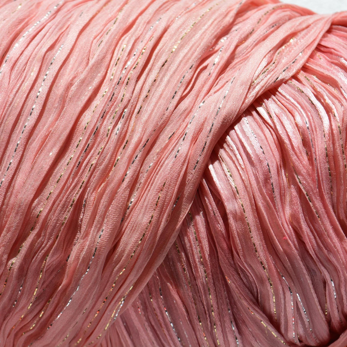 Pleated Shibori Silk Crinkle Chiffon Fabric Pink / metallic gold Metallic Luxury Fabric | By the Yard