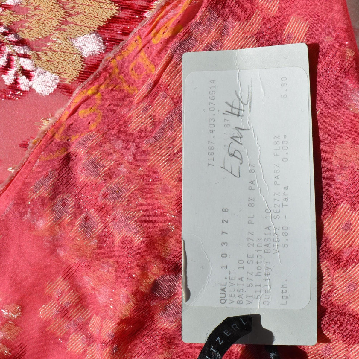 Pink | silk polyester blend | Velvet Burnout | Designer Deadstock | Velvet |By the Yard