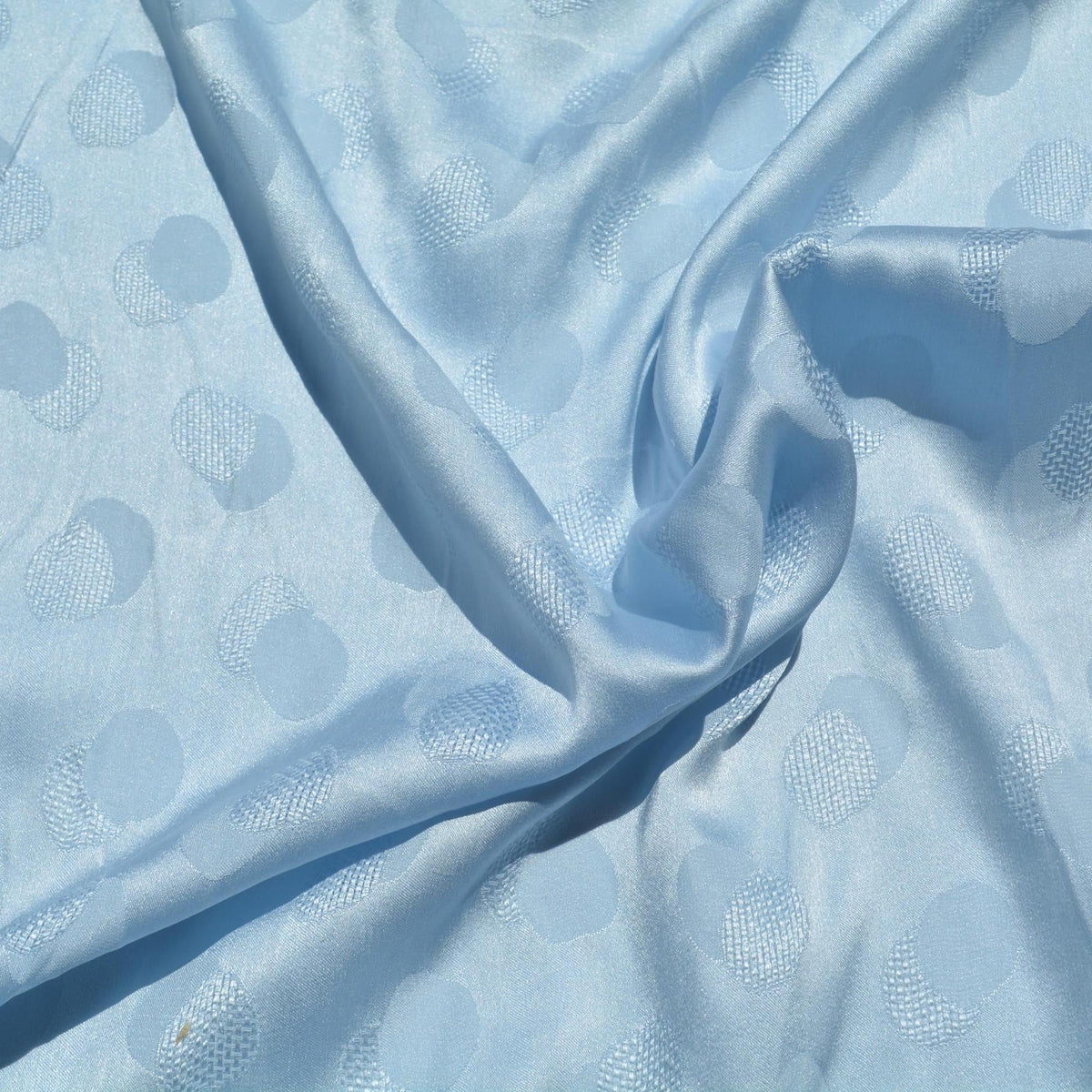 100% Silk Jacquard Fabric | Light Blue Designer Deadstock | Dresses, Skirts, Special Occasion | By the Yard