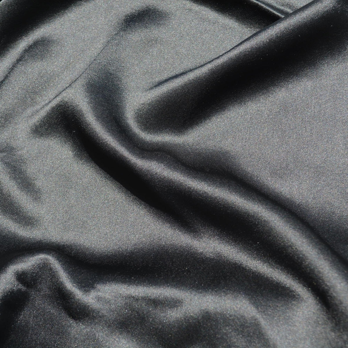 Pure Silk Crepe Back Satin Fabric | Black Heavyweight Designer Deadstock | Dresses, Blouses, Special Occasion | By the Y