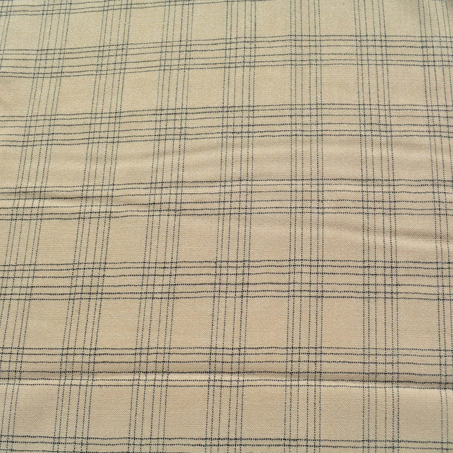 Beige and black plaid | 100% wool | Wool Suiting (Plaid) | Designer Deadstock |By the Yard
