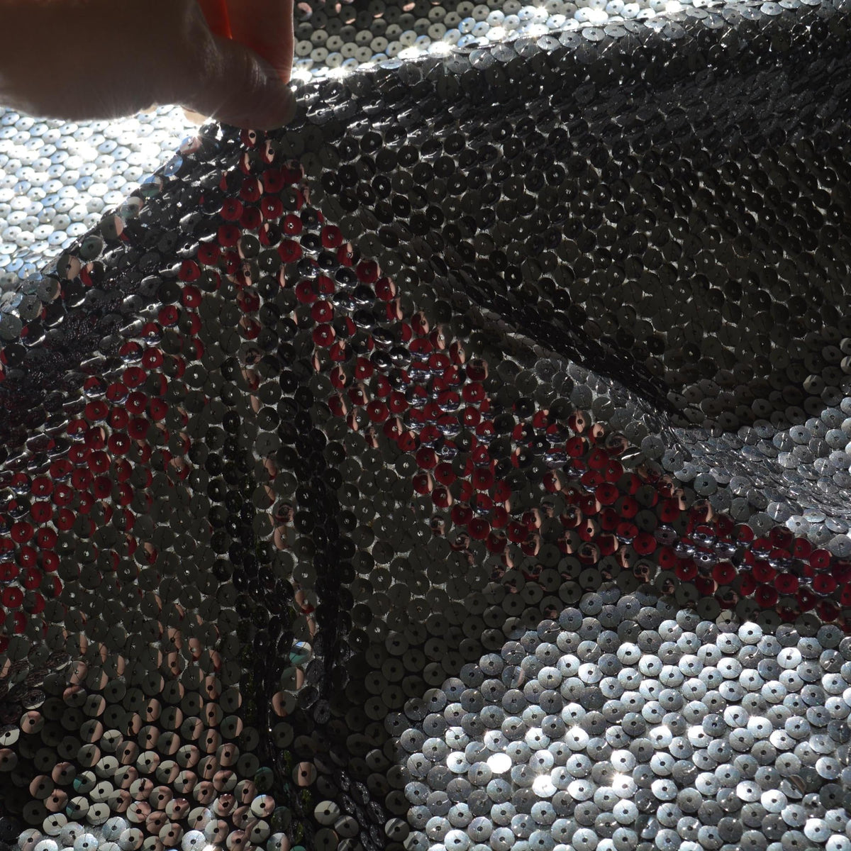 Black and silver sequined Sequined Fabric Fabric | Designer Deadstock Yardage |By the Yard