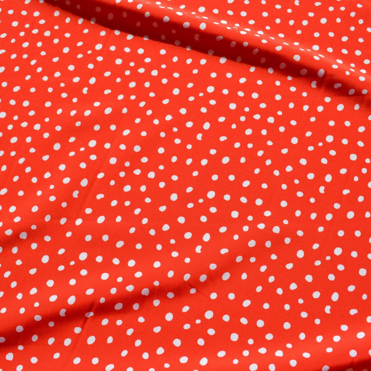 100% Silk Crepe de Chine Print Red and white Polka dot 45" Wide Luxury Fabric Sewing | By the Yard
