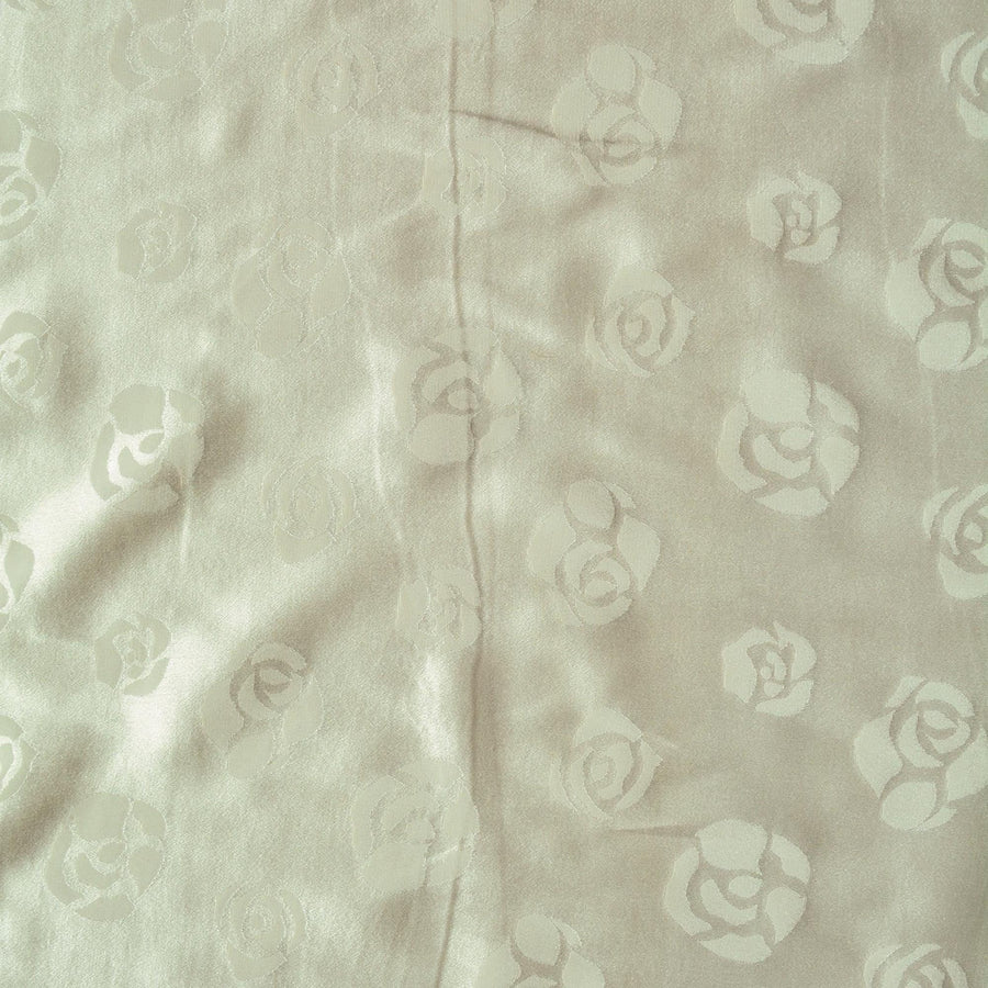 European 100% Silk Jacquard Fabric | Silk Floral Brocade White Roses Fabric | Luxury Bridal & Dressmaking Fabric | By the Yard