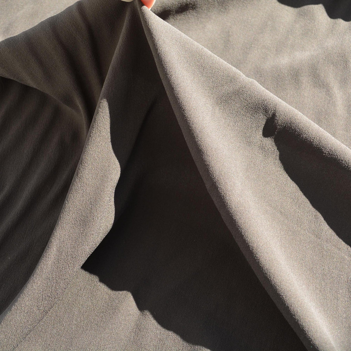 Silk Georgette Fabric | Dark gray | Luxury Designer Textile |By the Yard
