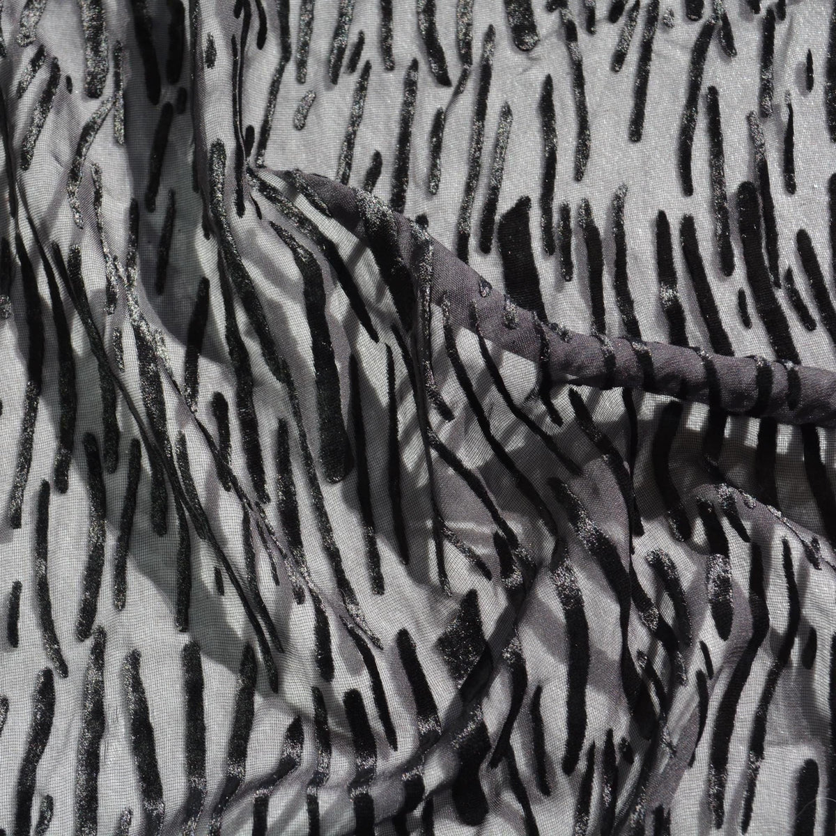 Italian Burnout Fabric Fabric | Sheer Black Lightweight |By the Yard