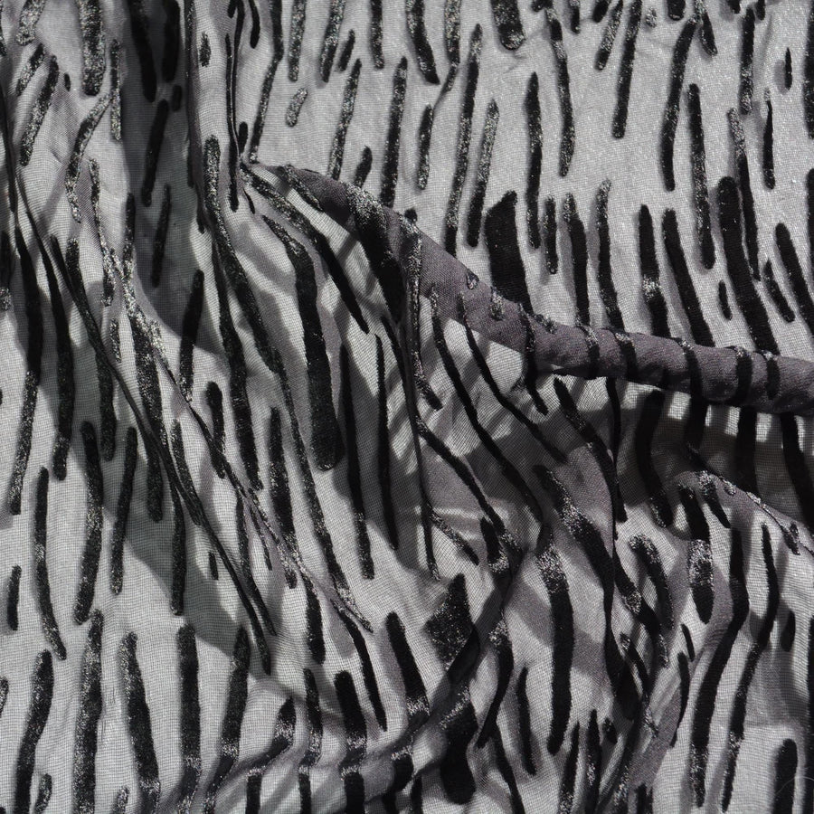 Italian Burnout Fabric Fabric | Sheer Black Lightweight |By the Yard