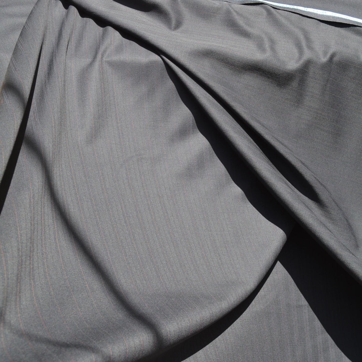 British Super 120s Cashmere Wool Fabric | Grey with red stripes | 60 Inch Wide | Suiting Made In England | By the Yard