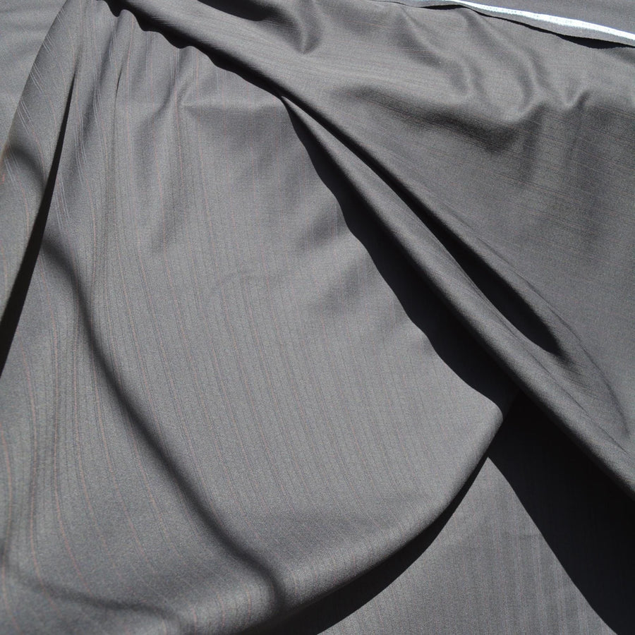 British Super 120s Cashmere Wool Fabric | Grey with red stripes | 60 Inch Wide | Suiting Made In England | By the Yard