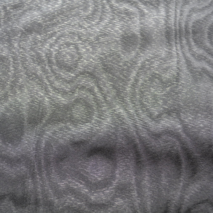 Black and Silver Silk Blend Moire Taffeta Fabric | Heavyweight | By the Yard