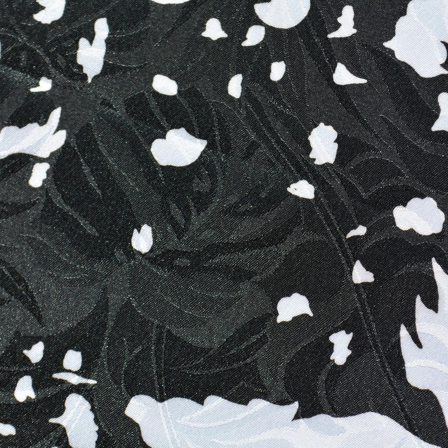 100% Silk Crepe de Chine Print Black and white Floral print 45" Wide Luxury Fabric Sewing | By the Yard