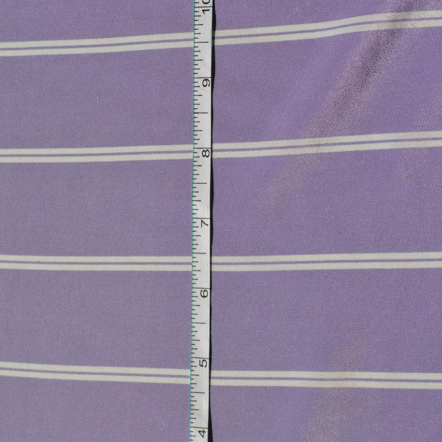 100% Silk Crepe de Chine Print Purple and white Striped 56" Wide Luxury Fabric Sewing | By the Yard