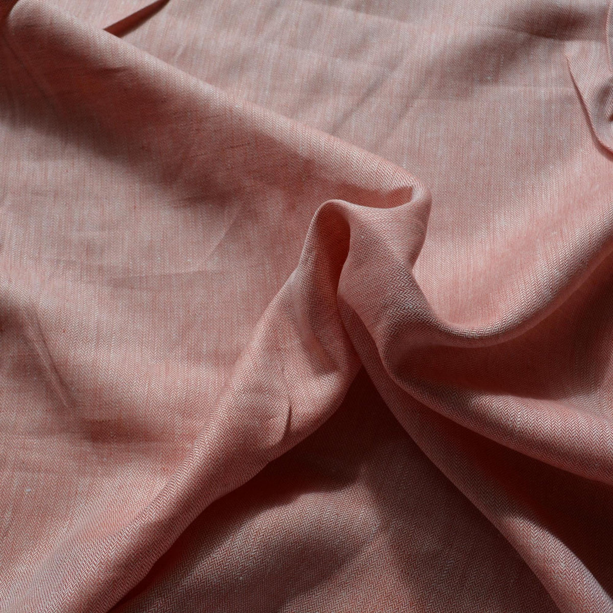 100% Linen Fabric Herringbone Orange and white herringbone 64" Wide Dressmaking Tailoring | By the Yard