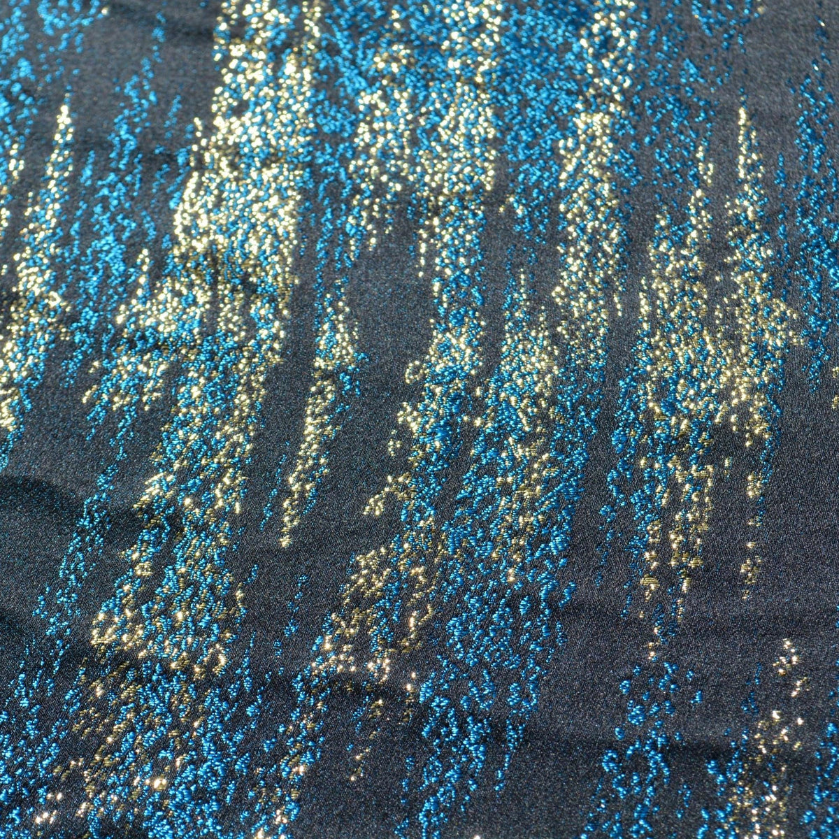 100% Silk Embroidered Silk Fabric Black and blue Embroidered 59" Wide Luxury Fabric Sewing | By the Yard