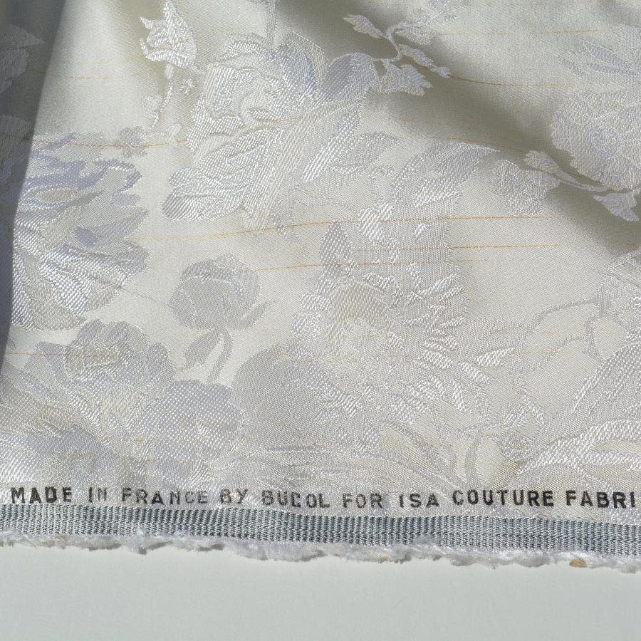 100% Silk Jacquard Fabric | Silk Floral Pattern, Double-Sided, 54” Width | Luxury Bridal & Dressmaking Fabric | By the Yard