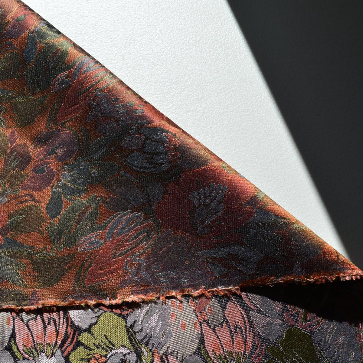 Black floral 100% Silk Brocade Fabric | Upholstery Fabric & Home Decor Textile | Curtain, Drapery, Pillow | By the Yard