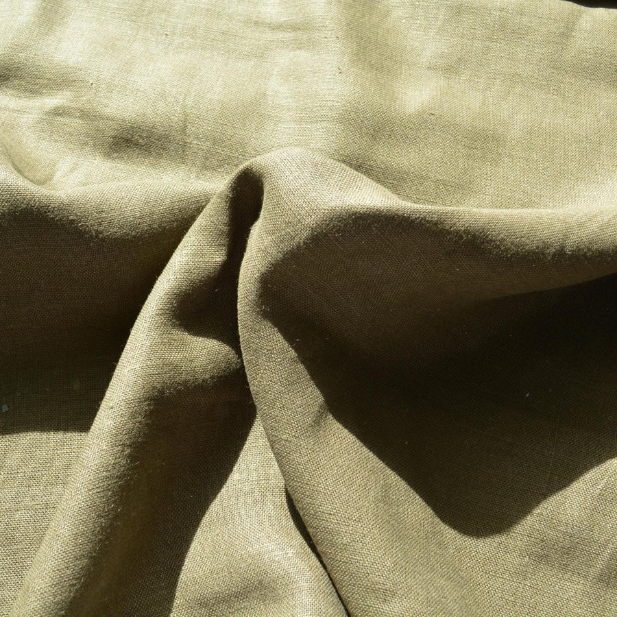 100% Linen Fabric Thick weave Army green thick weave Midweight to heavyweight 55" Wide Dressmaking Tailoring | By the Yard