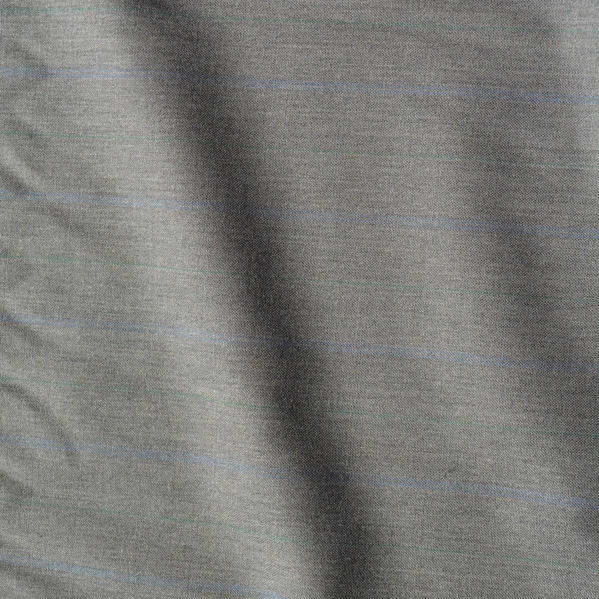 British Super 120s Pure Wool Suiting | Gray with blue stripes | Designer Fabric Yardage |By the Yard