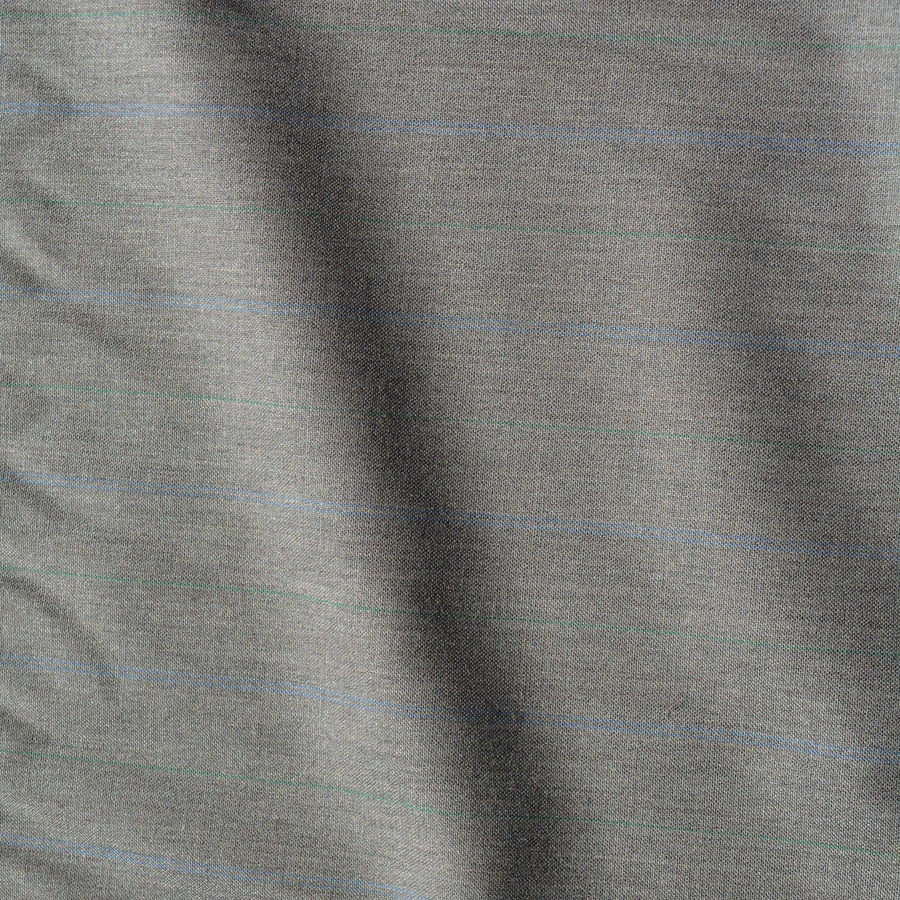 British Super 120s Pure Wool Suiting | Gray with blue stripes | Designer Fabric Yardage |By the Yard
