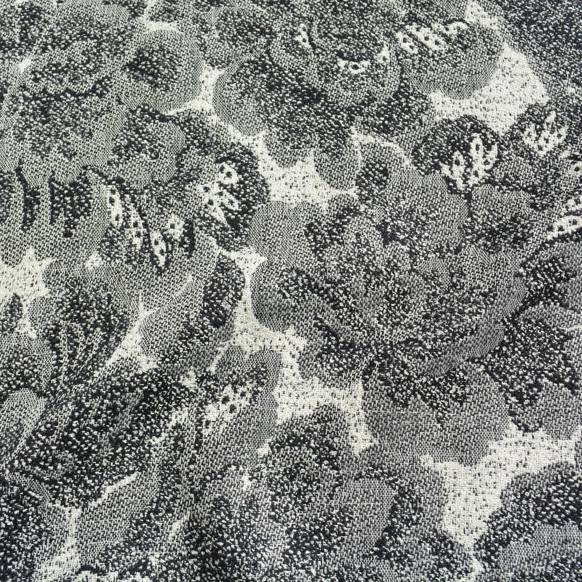 Floral Wool Fabric | Black and white | Luxury Designer Textile |By the Yard