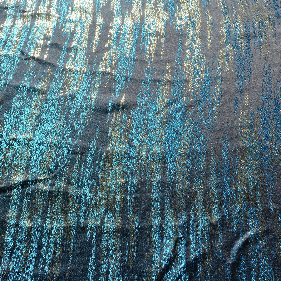 100% Silk Embroidered Silk Fabric Black and blue Embroidered 59" Wide Luxury Fabric Sewing | By the Yard