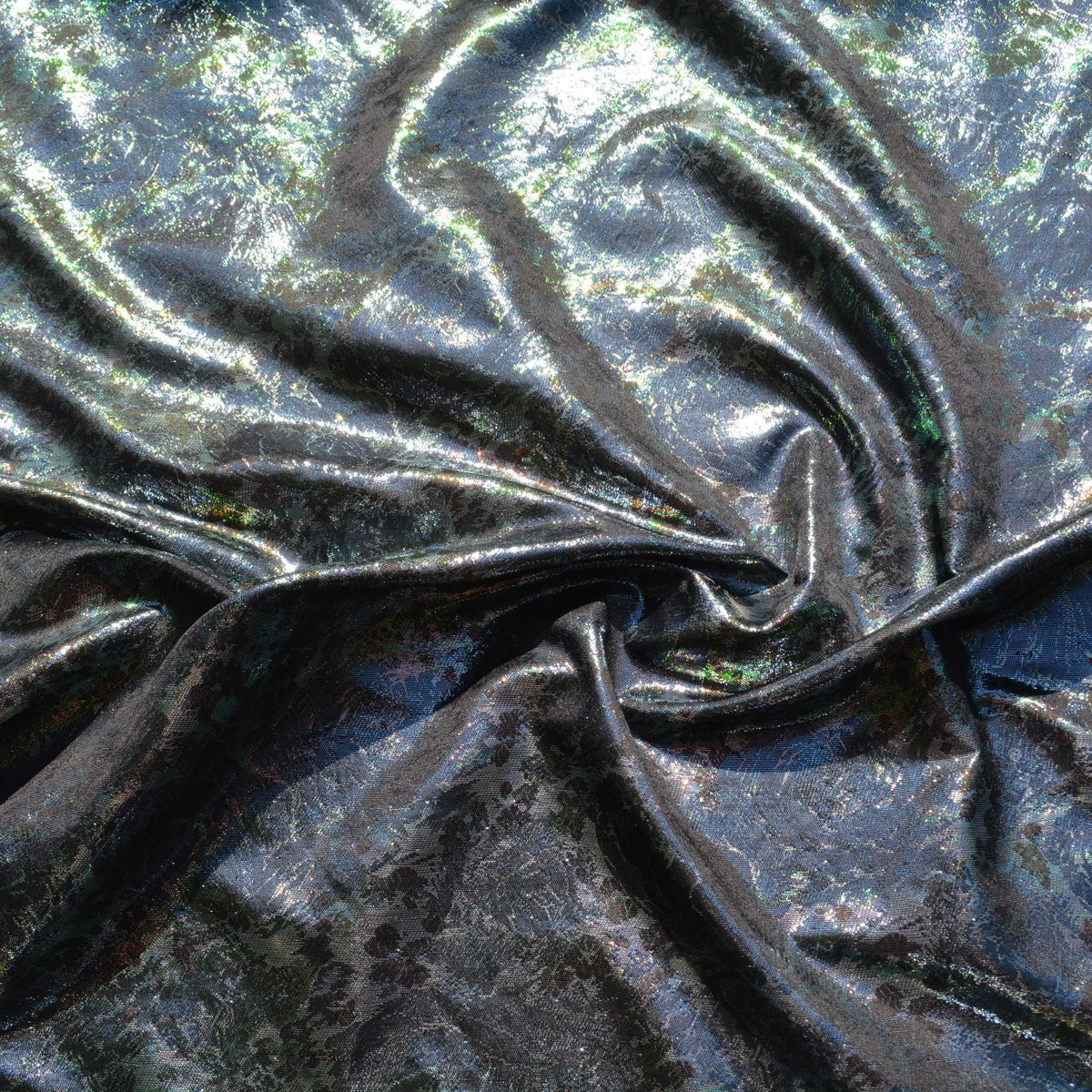 Metallic Black Silver Poly Brocade Fabric | Upholstery Fabric & Home Decor Textile | Curtain, Drapery, Pillow | By the Y