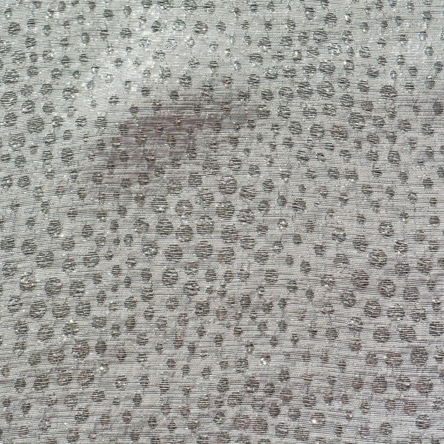 French 100% Silk Fabric | Silver and white Embroidered 46" Wide Luxury Fabric Sewing | By the Yard