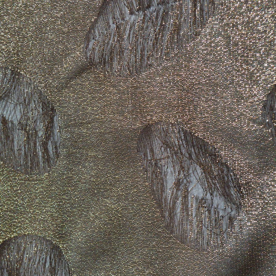 Sheer Chiffon Fabric | Black and gold | 100% Silk |By the Yard