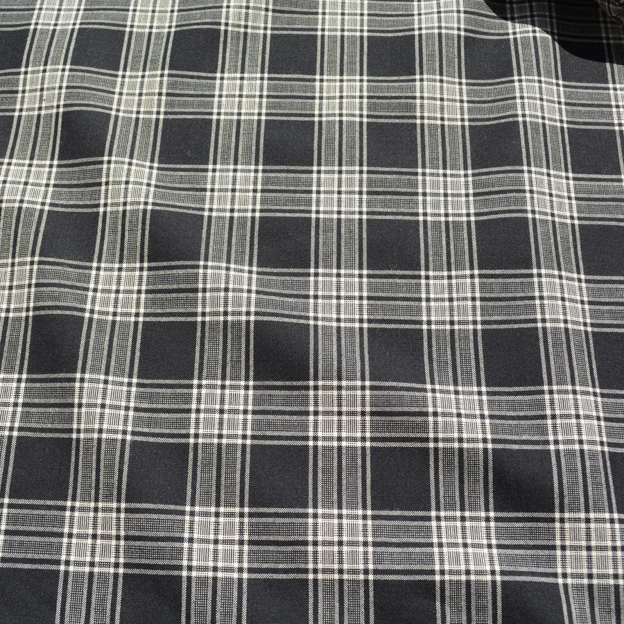 Black and white plaid 100% wool Wool Fabric | Designer Deadstock | By the Yard