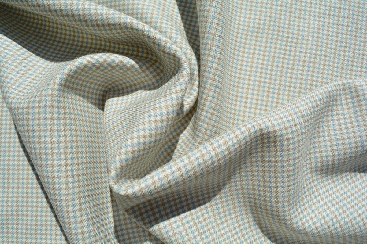 Winter Checkered Houndstooth Tweed Wool Fabric | 100% Wool Made in Scotland, Midweight Plaid Suiting, Coat & Blazer Fabr