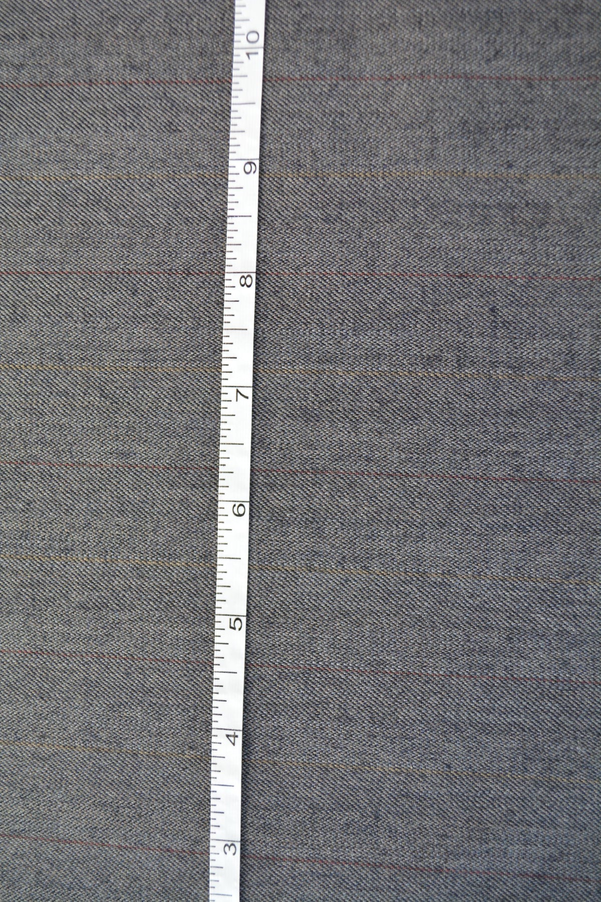 Gray Wool Twill Suiting Fabric with Thin Yellow and Red Stripes Designer Jacket and Trouser Cloth 61 Inch Wide | By the 