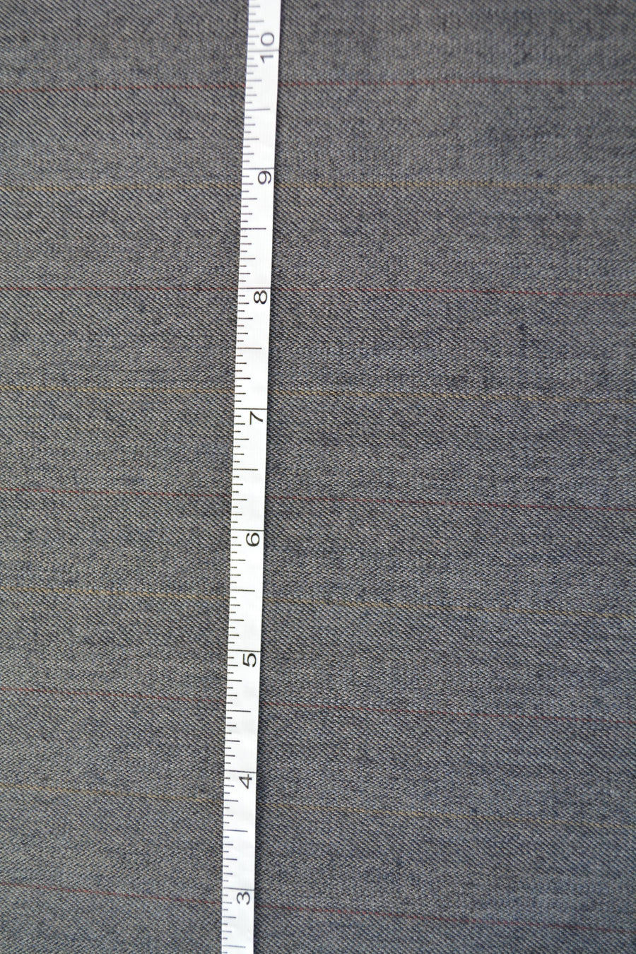 Gray Wool Twill Suiting Fabric with Thin Yellow and Red Stripes Designer Jacket and Trouser Cloth 61 Inch Wide | By the Yard