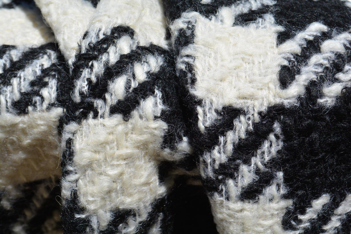 Winter Designer Wool Tweed Checkered Fabric | 100% Designer Wool, 59" Wide | Luxury Suiting, Jackets, Coats, Apparel Fab