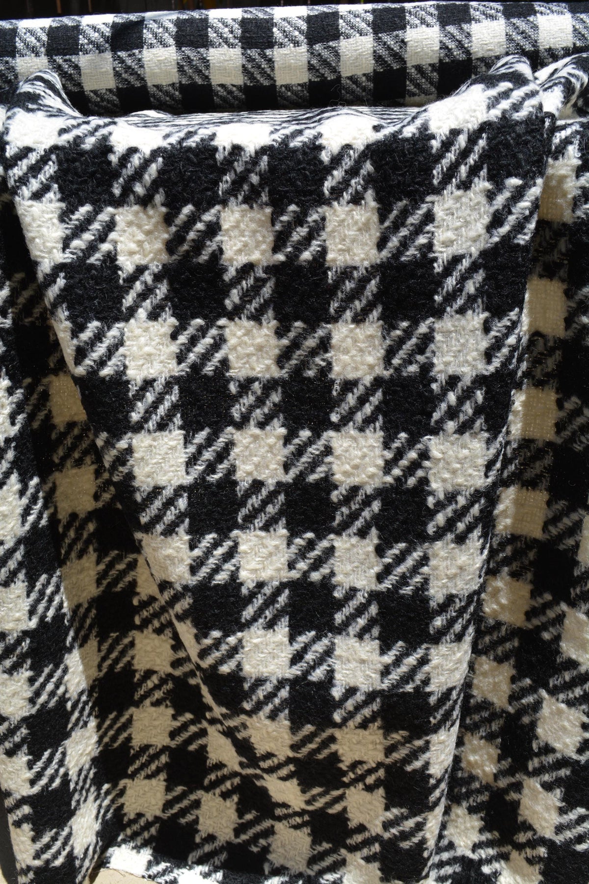 Winter Designer Wool Tweed Checkered Fabric | 100% Designer Wool, 59" Wide | Luxury Suiting, Jackets, Coats, Apparel Fab