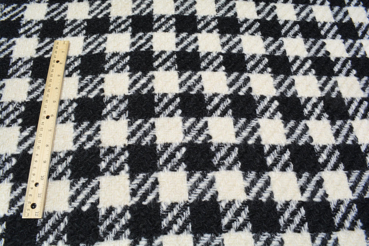 Winter Designer Wool Tweed Checkered Fabric | 100% Designer Wool, 59" Wide | Luxury Suiting, Jackets, Coats, Apparel Fab