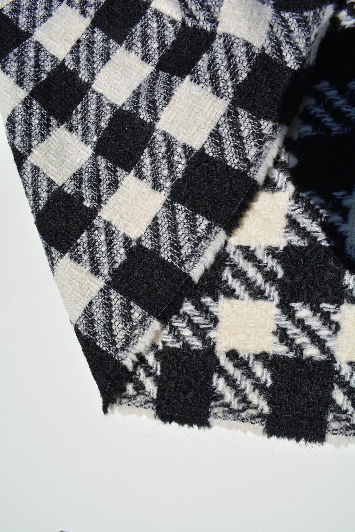 Winter Designer Wool Tweed Checkered Fabric | 100% Designer Wool, 59" Wide | Luxury Suiting, Jackets, Coats, Apparel Fab