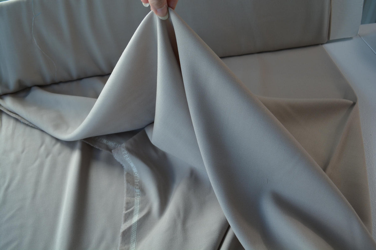 Designer Miss V Light Beige Gray Wool Fabric Designer Suiting and Dress Material 60 Inch Wide | By the Yard