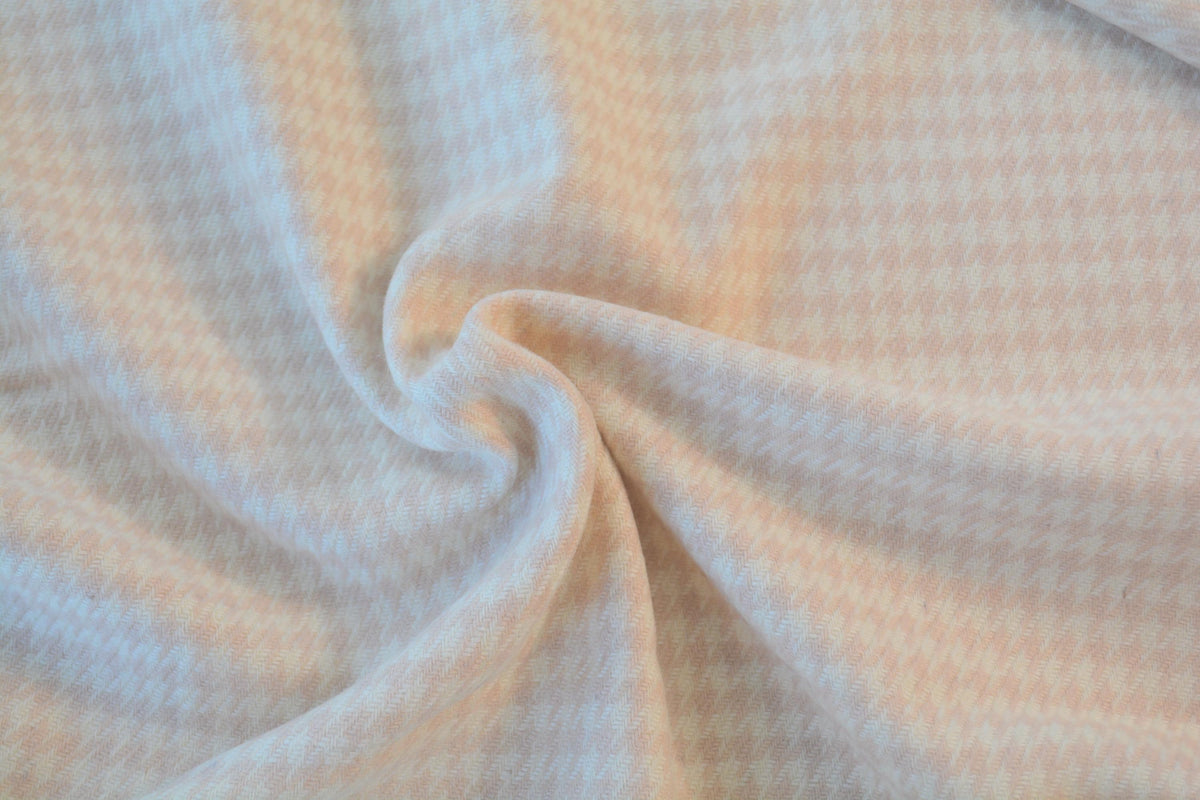 Vintage Domestic Checkered Wool Blend Fabric Beige White 57 Inch Wide | *By the 1/2 Yard*