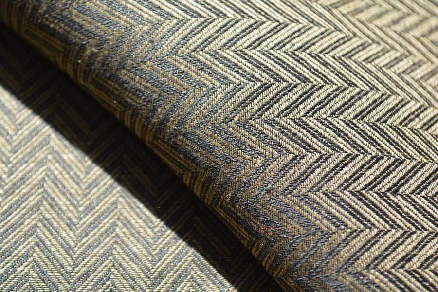 Black and brown Wool Blend Herringbone | Vintage Deadstock | By the Yard