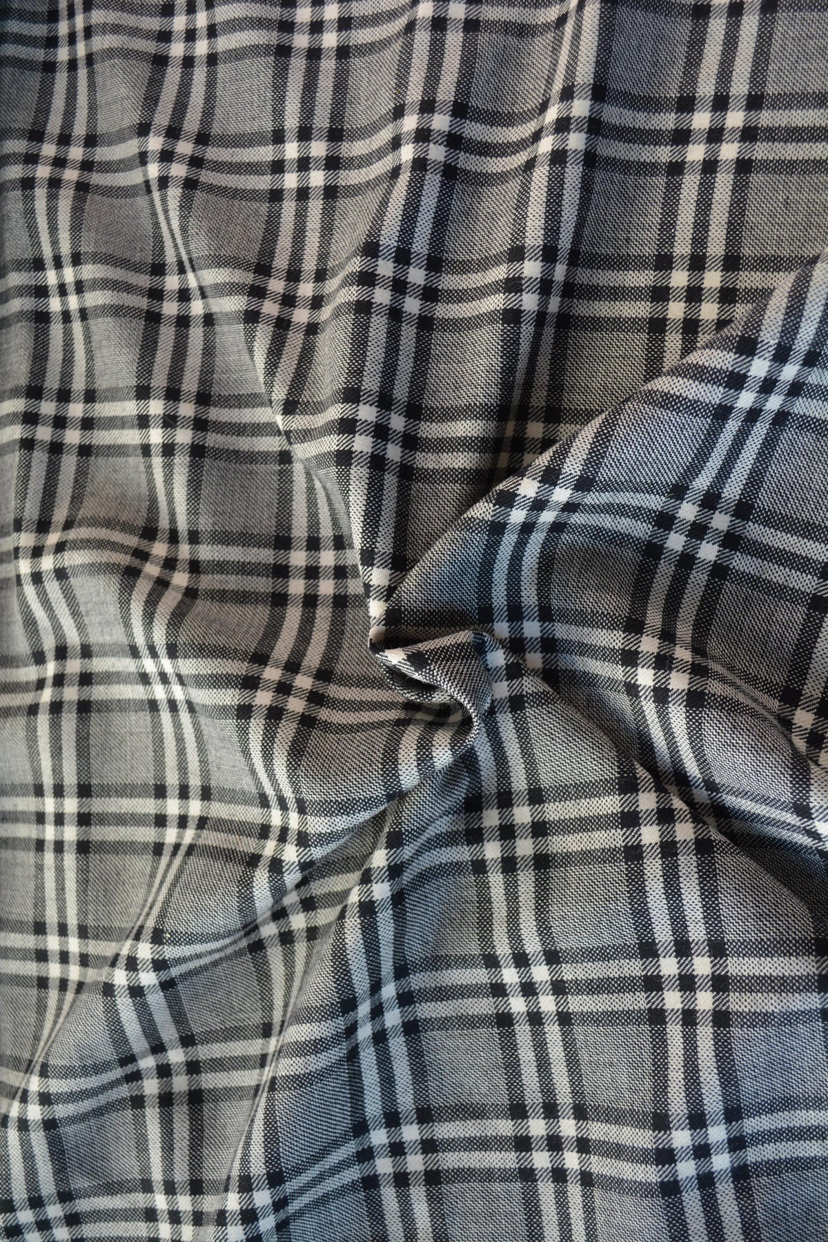 European Pure Wool | Lightweight Check Wool Suiting | Black and white | Designer Fabric Yardage | By the 1/2 Yard