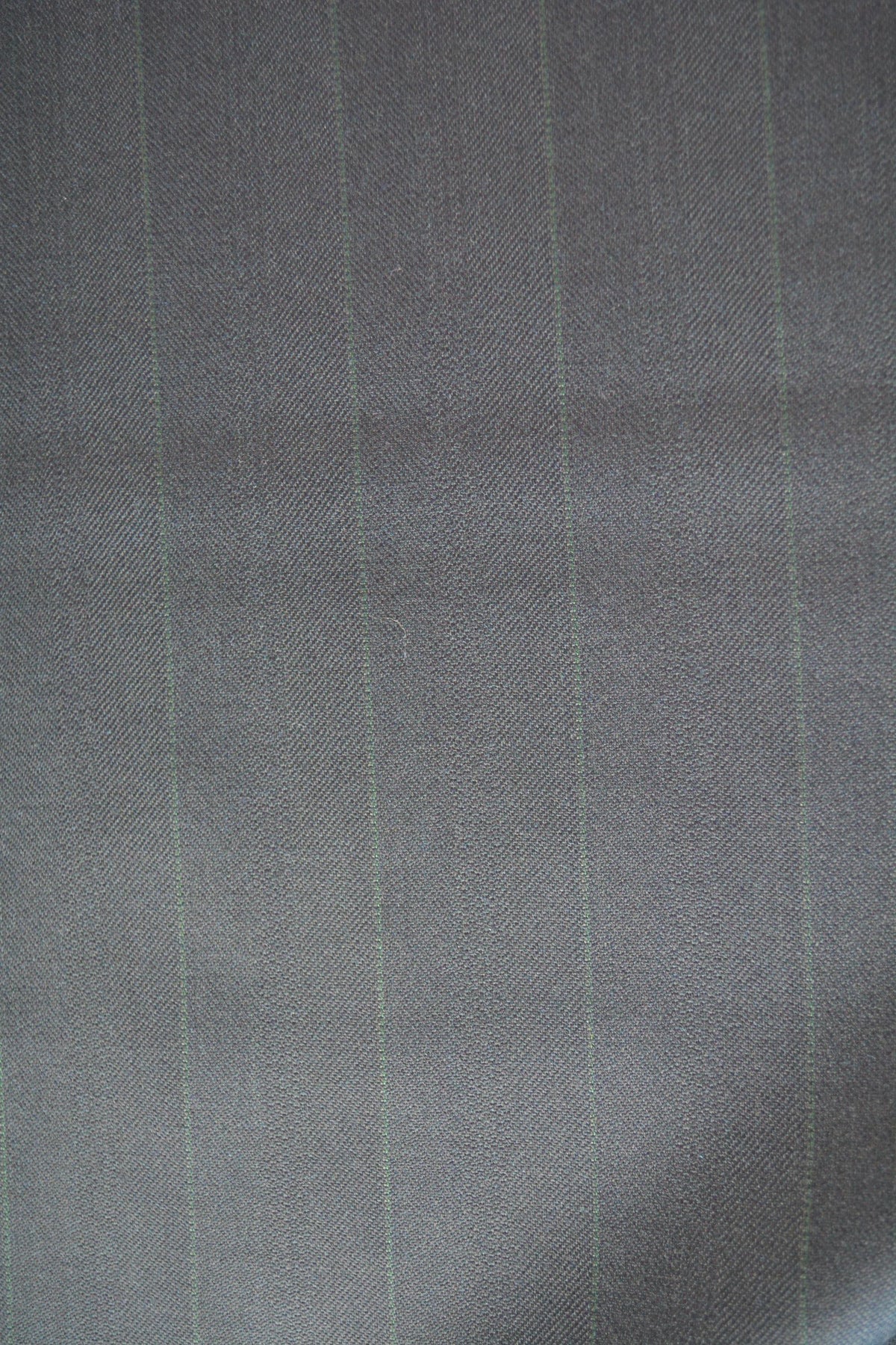 Dark Navy Wool Twill Suiting Fabric with Thin Green Stripes Designer Jacket and Trouser Material 59.5 Inch Wide | By the