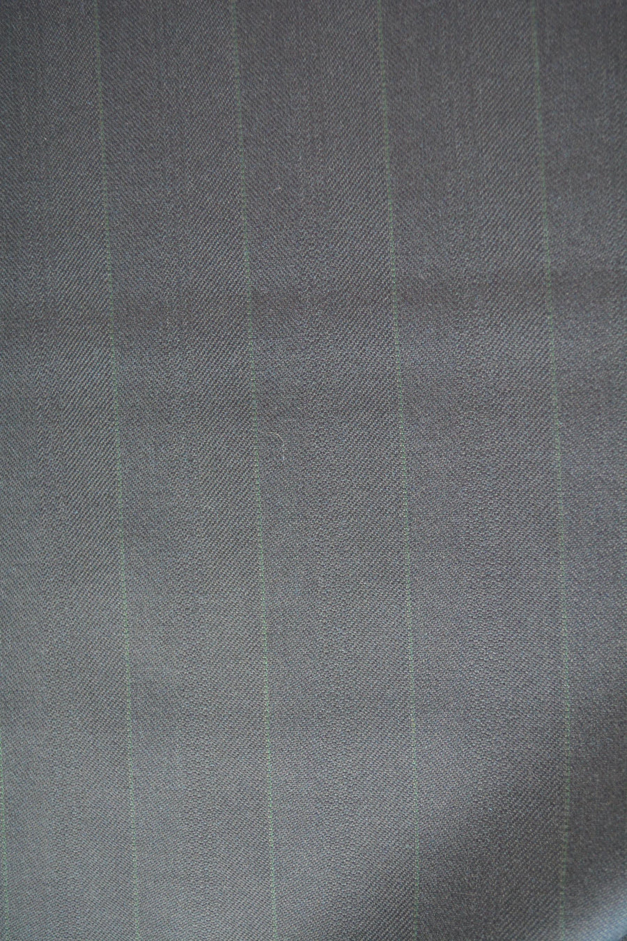 Dark Navy Wool Twill Suiting Fabric with Thin Green Stripes Designer Jacket and Trouser Material 59.5 Inch Wide | By the Yard