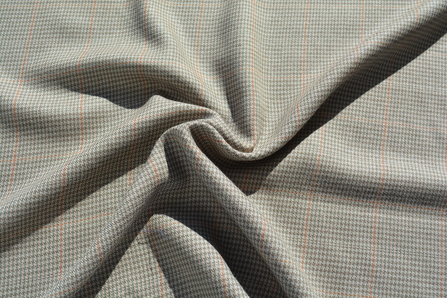 Houndstooth Wool Fabric | Beige | Luxury Designer Textile |By the Yard