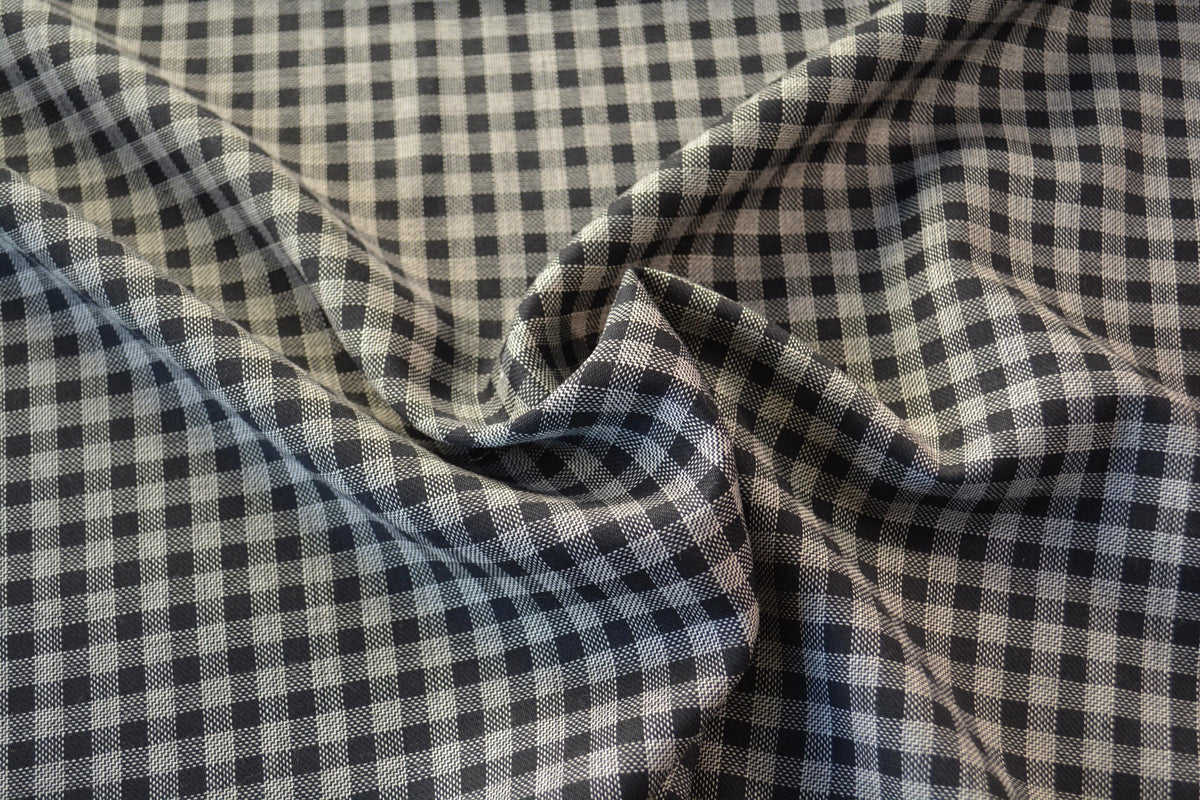 European Pure Wool | Lightweight Check Wool Suiting | Black and white striped | Designer Fabric Yardage | By the 1/2 Yar